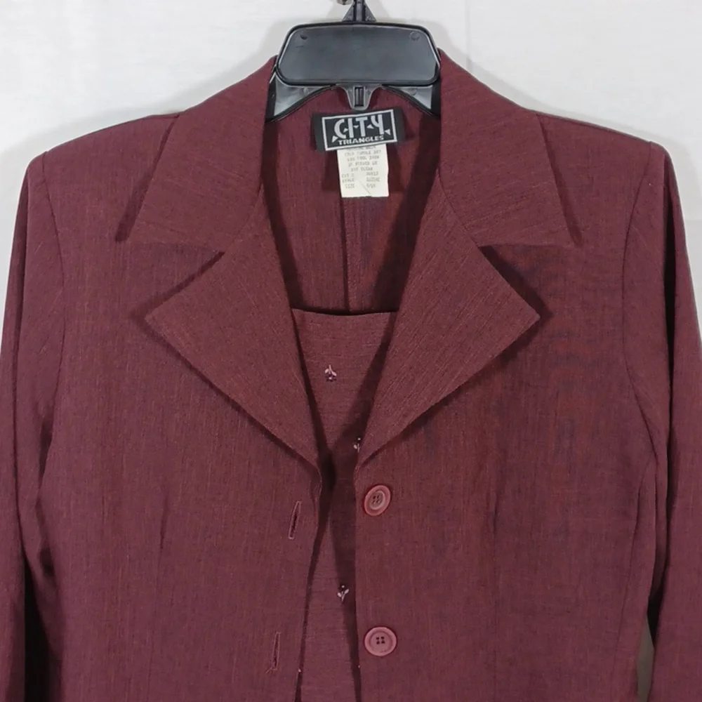 City Triangles Womens Business Work Suit Dress with Jacket Maroon Size 9 / 10 - Picture 3 of 8